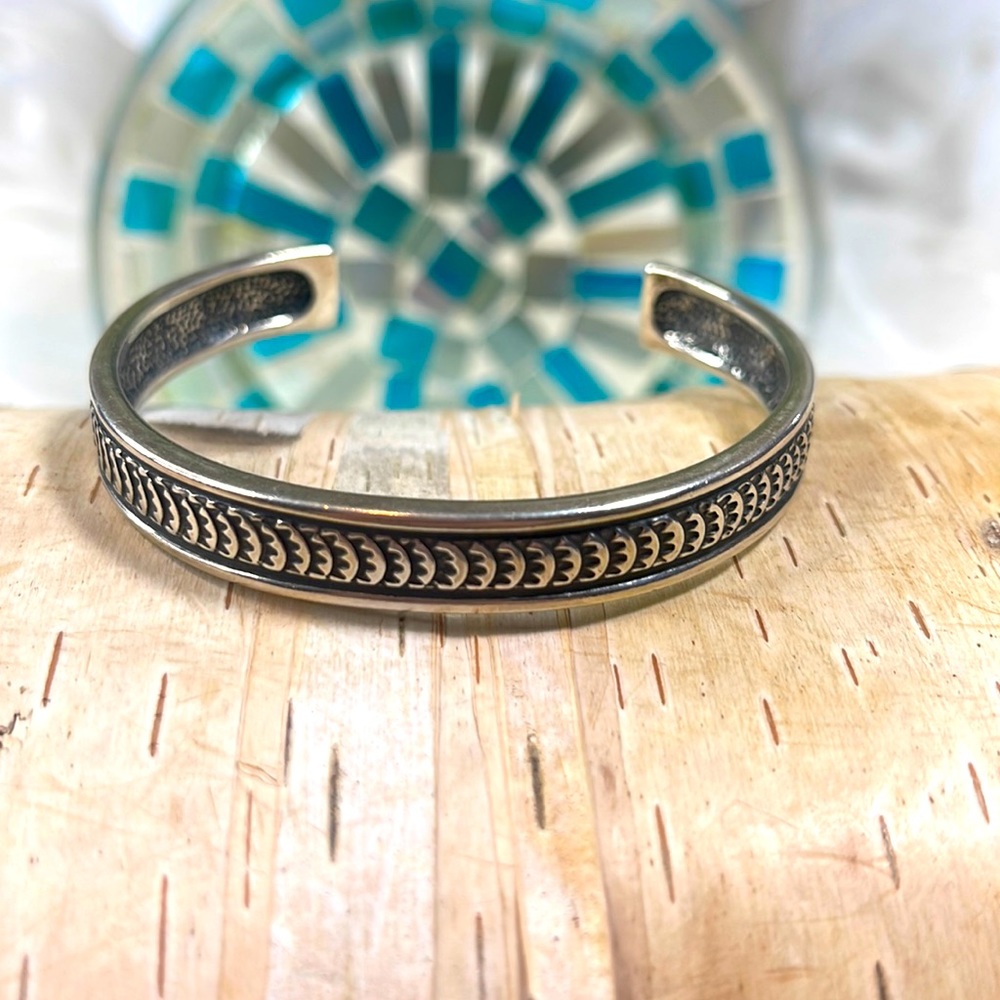 Anthony Kee Stamped Sterling Silver bracelet cuff bangle Navajo COP 94’